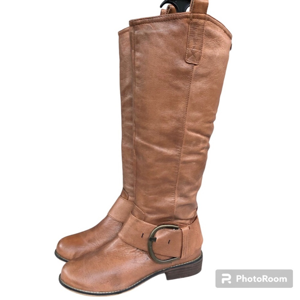 Steve Madden Heather Knee High Boots Brown Leather Womens
